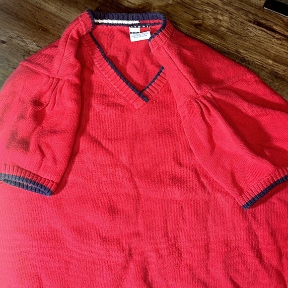 VTG 2002 tommy jeans red sweater vest vneck adult XL Tommy Hilfiger - Picture 8 of 8